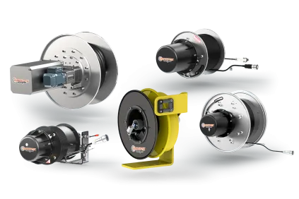 The image shows the Conductix‑Wampfler Reeling Systems in data transmission product family overview teaser
