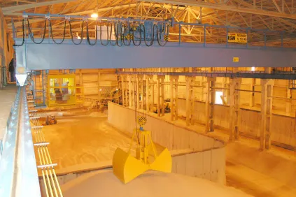 Process-Overhead Cranes in a nitrogen fertilizer warehouse
