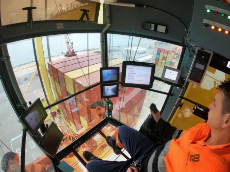 View from a RTG Crane Crab Cabine