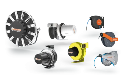 The image shows the Conductix‑Wampfler Spring Reels product family overview teaser