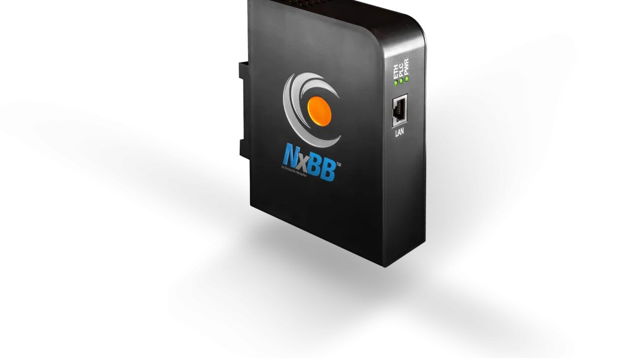 The image shows the Conductix‑Wampfler NxBB Powerline Communication Device Teaser Image