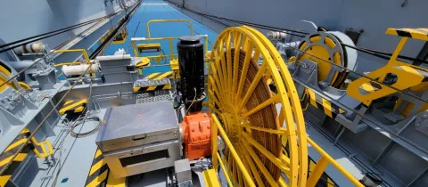 Motor-Driven Cable Reel on a Container Crane