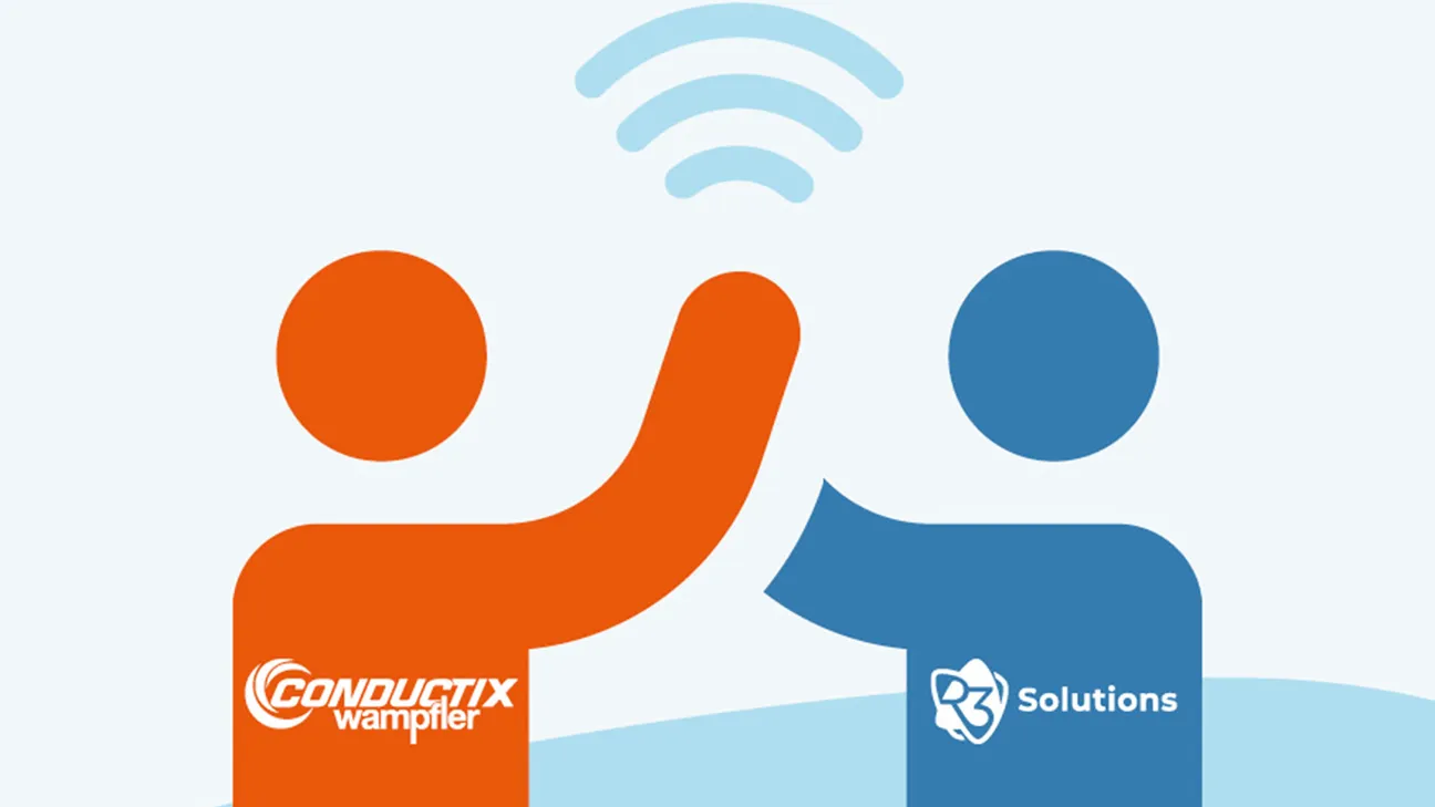 Graphic which symbolizes the startegic partnership between Conductix-Wampfler and R3