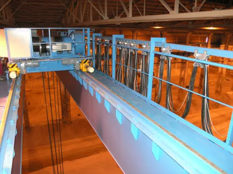 Process-Overhead Cranes in a nitrogen fertilizer warehouse