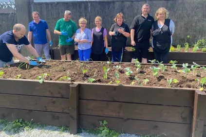 Installation and Planting of Veg/Herb Beds by the Conductix-Wampfler Team