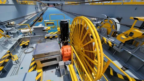 Motor-Driven Cable Reel on a Container Crane